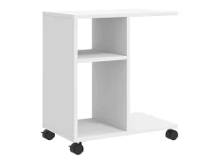 Mesa auxiliar con ruedas madera ingeniería blanco 50x30x55 cm