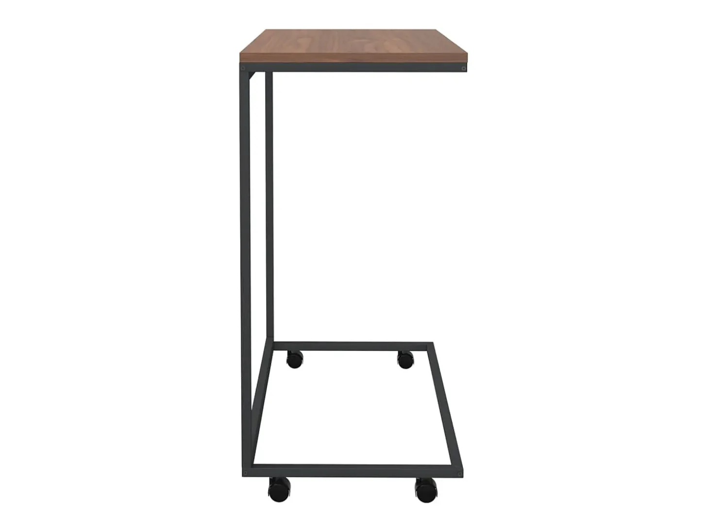 Mesa auxiliar con ruedas de contrachapado negro 55x35x70 cm