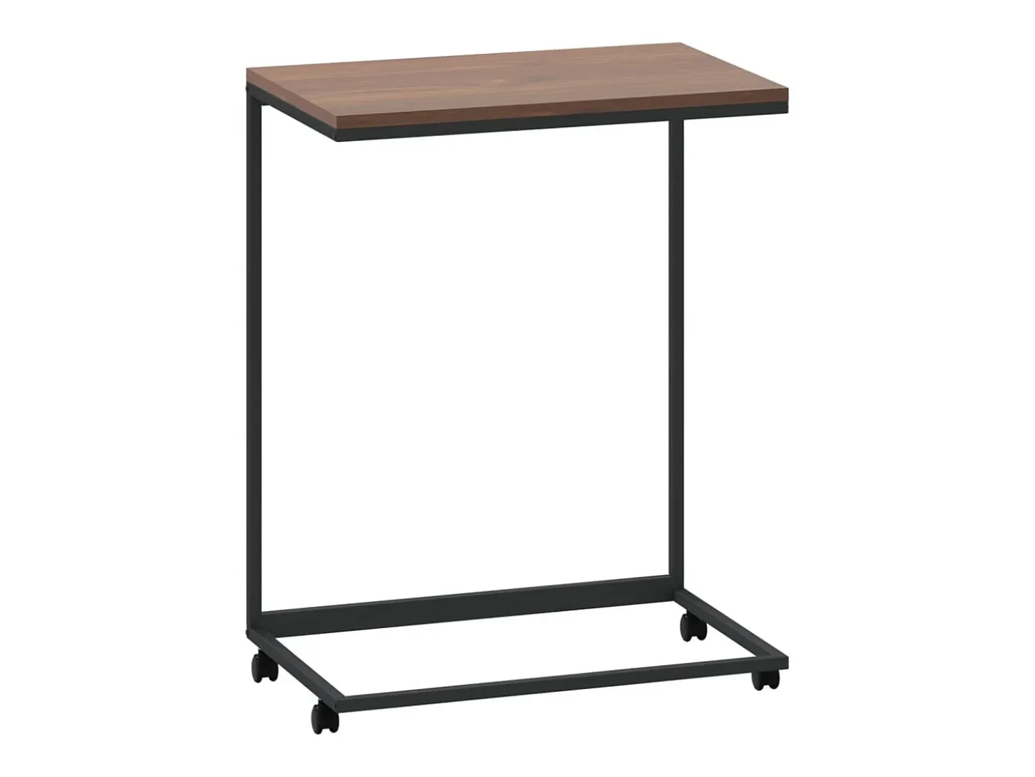 Mesa auxiliar con ruedas de contrachapado negro 55x35x70 cm