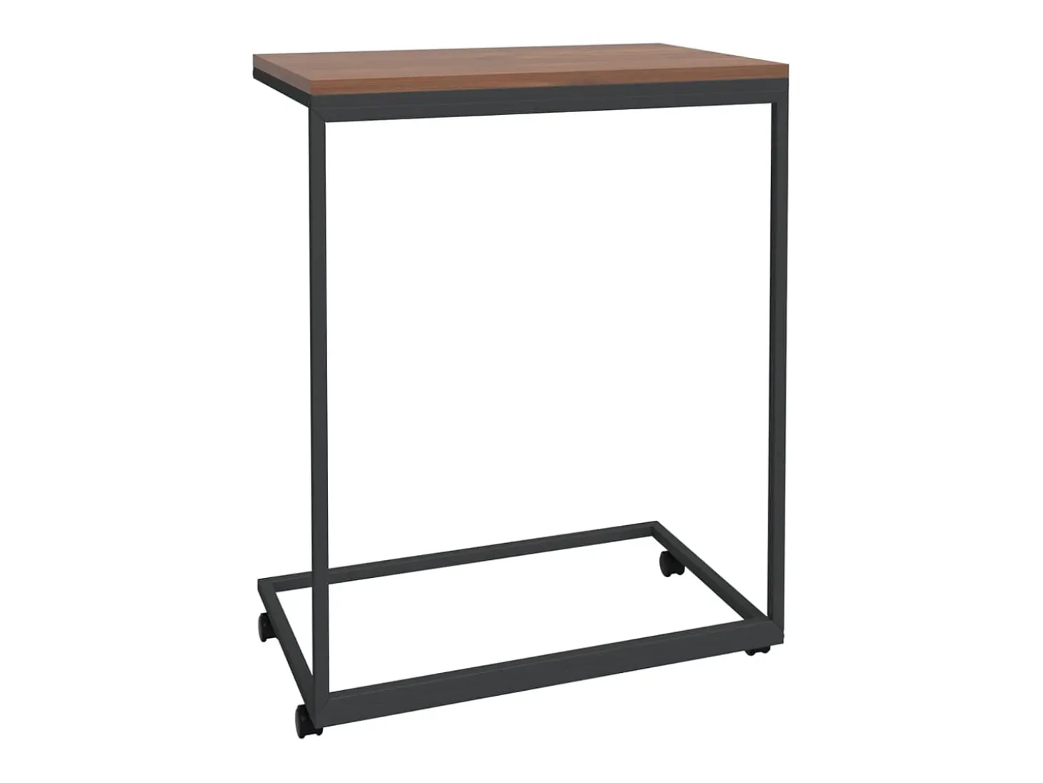 Mesa auxiliar con ruedas de contrachapado negro 55x35x70 cm