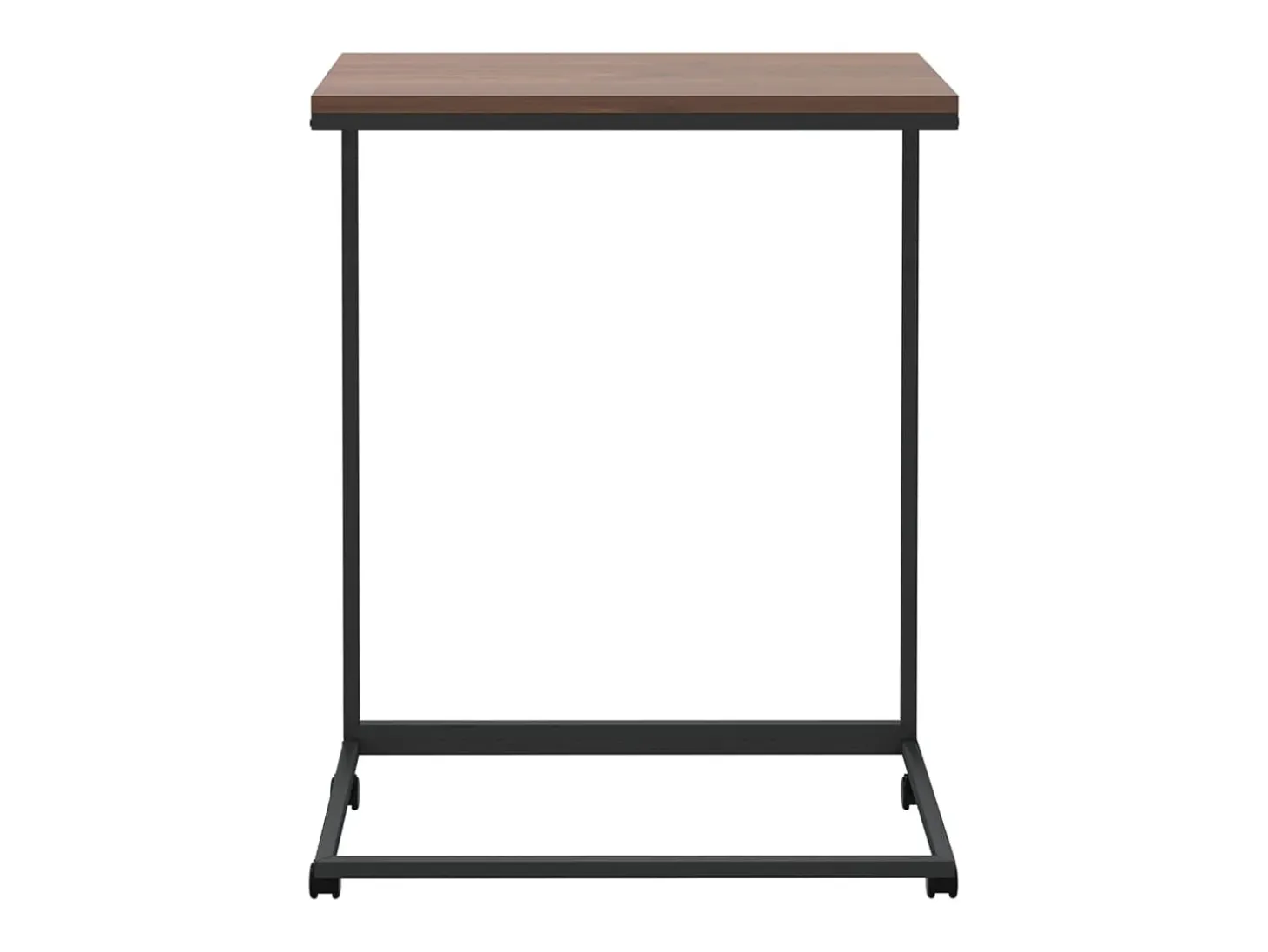 Mesa auxiliar con ruedas de contrachapado negro 55x35x70 cm