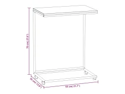 Mesa auxiliar con ruedas de contrachapado negro 55x35x70 cm