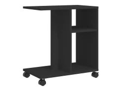 Mesa auxiliar con ruedas madera de ingeniería negra 50x30x55 cm
