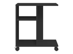 Mesa auxiliar con ruedas madera de ingeniería negra 50x30x55 cm