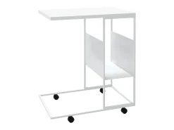 Mesa auxiliar con ruedas madera ingeniería blanco 55x36x63,5 cm ES477691