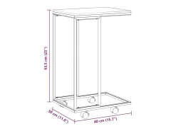 Mesa auxiliar con ruedas de contrachapado negro 40x30x63,5 cm