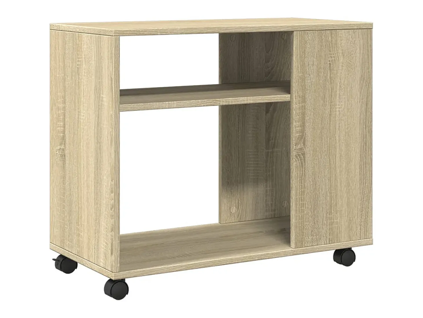 Mesa auxiliar con ruedas madera roble Sonoma 70x35x60 cm