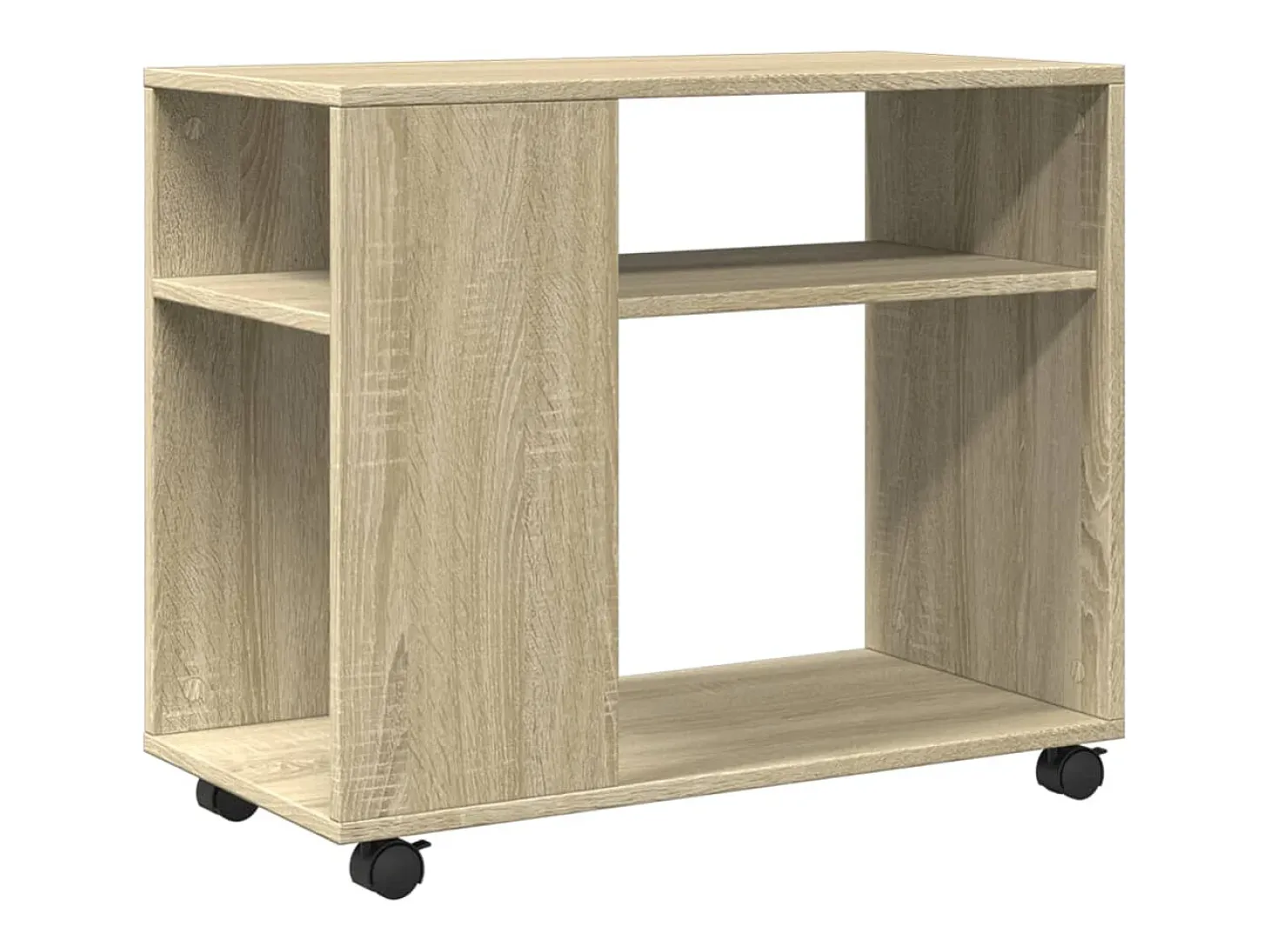 Mesa auxiliar con ruedas madera roble Sonoma 70x35x60 cm