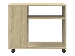 Mesa auxiliar con ruedas madera roble Sonoma 70x35x60 cm