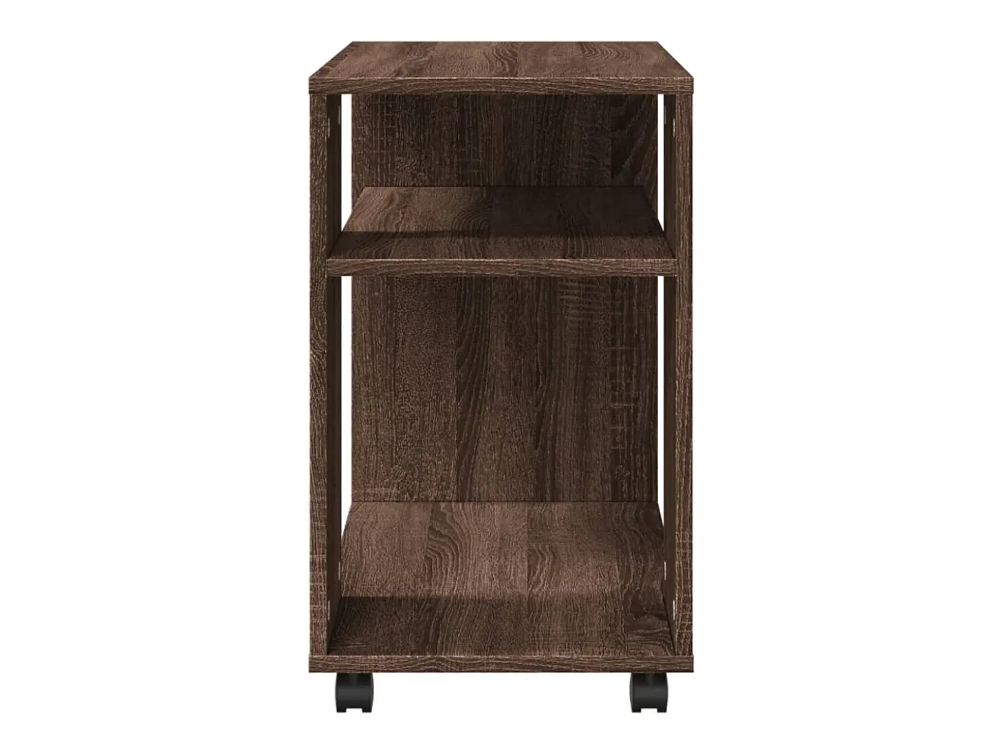 Mesa auxiliar con ruedas madera roble marrón 70x35x60 cm