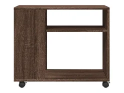Mesa auxiliar con ruedas madera roble marrón 70x35x60 cm