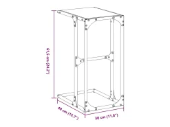 Mesa auxiliar con vidrio transparente acero 40x30x61,5 cm