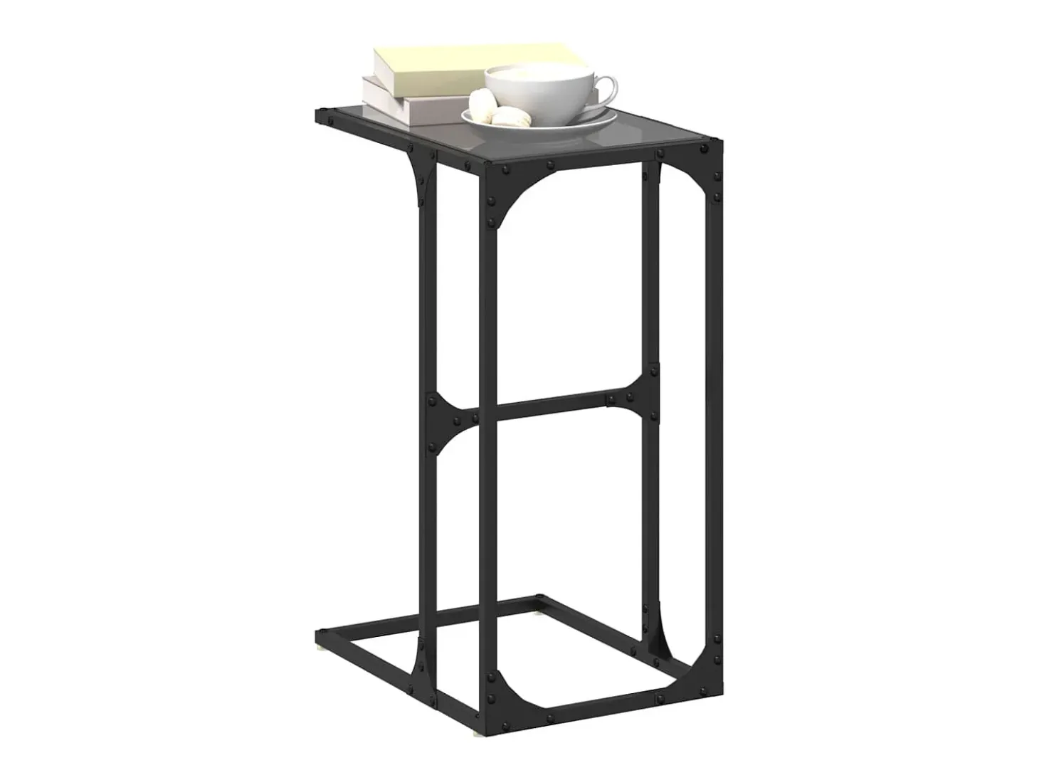 Mesa auxiliar con vidrio transparente acero 40x30x61,5 cm ES748796