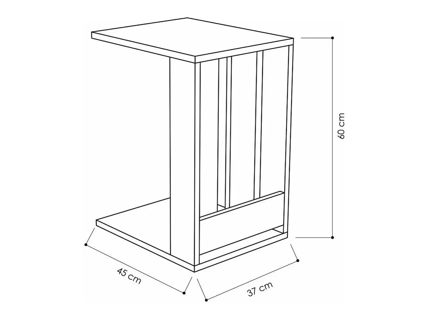 Mesa auxiliar de 2 estantes L37 cm - Edi