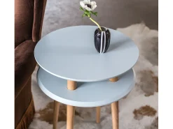 Mesa auxiliar de dos niveles diámetro 45 cm x altura 61 cm Ufo Blanco