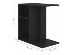 Mesa auxiliar de madera contrachapada negro 50x30x50 cm