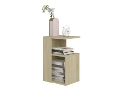 Mesa auxiliar de madera contrachapada color roble 36x30x56 cm