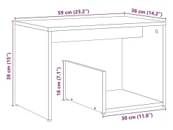 Mesa auxiliar de madera contrachapada envejecida 59x36x38 cm