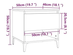 Mesa auxiliar de madera contrachapada blanco brillo 50x46x50 cm