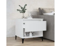 Mesa auxiliar de madera contrachapada blanco brillo 50x46x50 cm