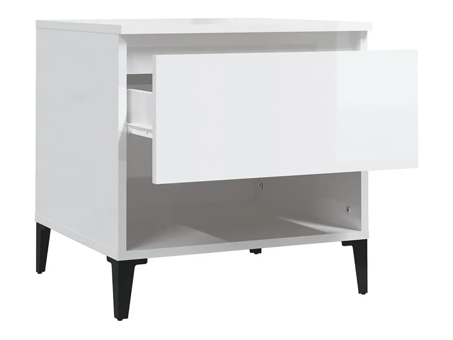 Mesa auxiliar de madera contrachapada blanco brillo 50x46x50 cm