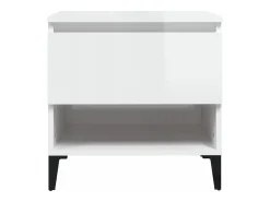Mesa auxiliar de madera contrachapada blanco brillo 50x46x50 cm