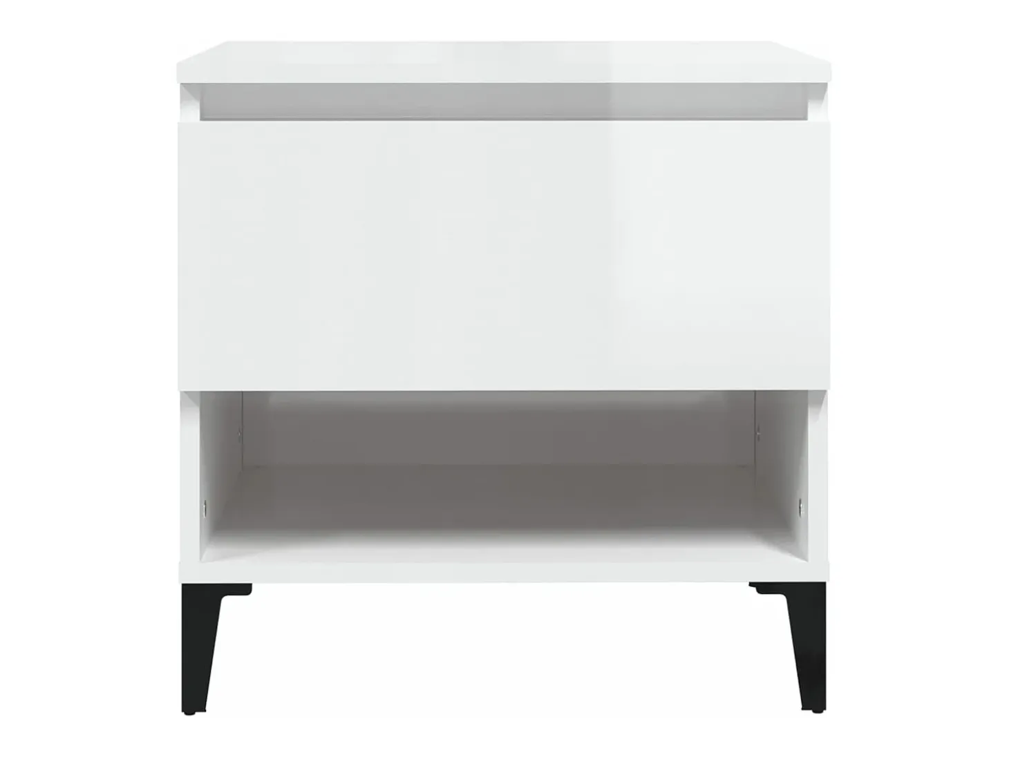 Mesa auxiliar de madera contrachapada blanco brillo 50x46x50 cm