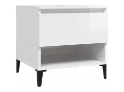 Mesa auxiliar de madera contrachapada blanco brillo 50x46x50 cm