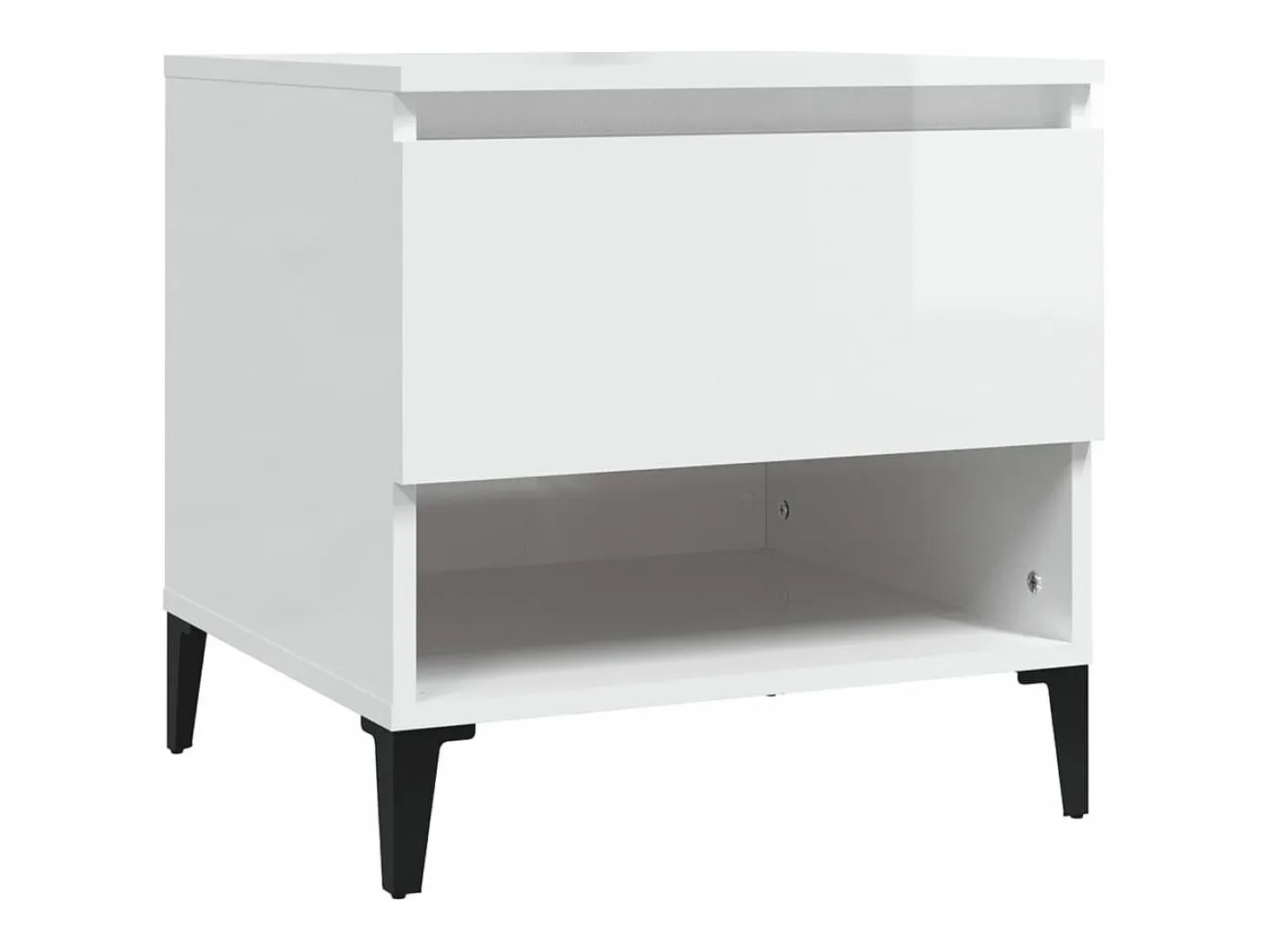 Mesa auxiliar de madera contrachapada blanco brillo 50x46x50 cm