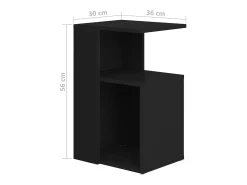 Mesa auxiliar de madera contrachapada negro 36x30x56 cm