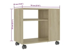Mesa auxiliar de madera contrachapada color roble 70x35x55 cm