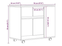 Mesa auxiliar de madera contrachapada envejecida 70x35x55 cm