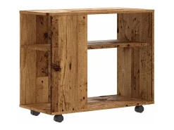 Mesa auxiliar de madera contrachapada envejecida 70x35x55 cm