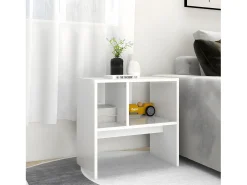 Mesa auxiliar de madera contrachapada blanco 50x30x50 cm