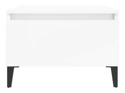 Mesa auxiliar de madera contrachapada blanco brillo 50x46x35 cm