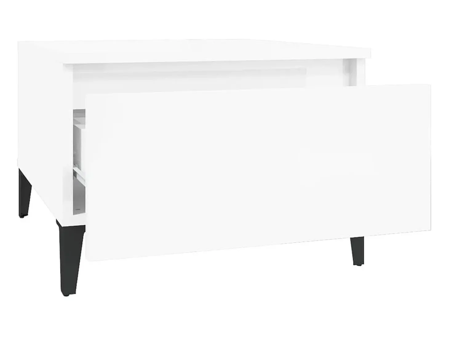 Mesa auxiliar de madera contrachapada blanco brillo 50x46x35 cm