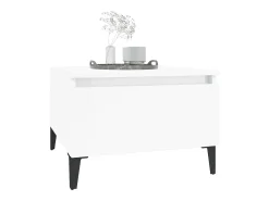 Mesa auxiliar de madera contrachapada blanco brillo 50x46x35 cm