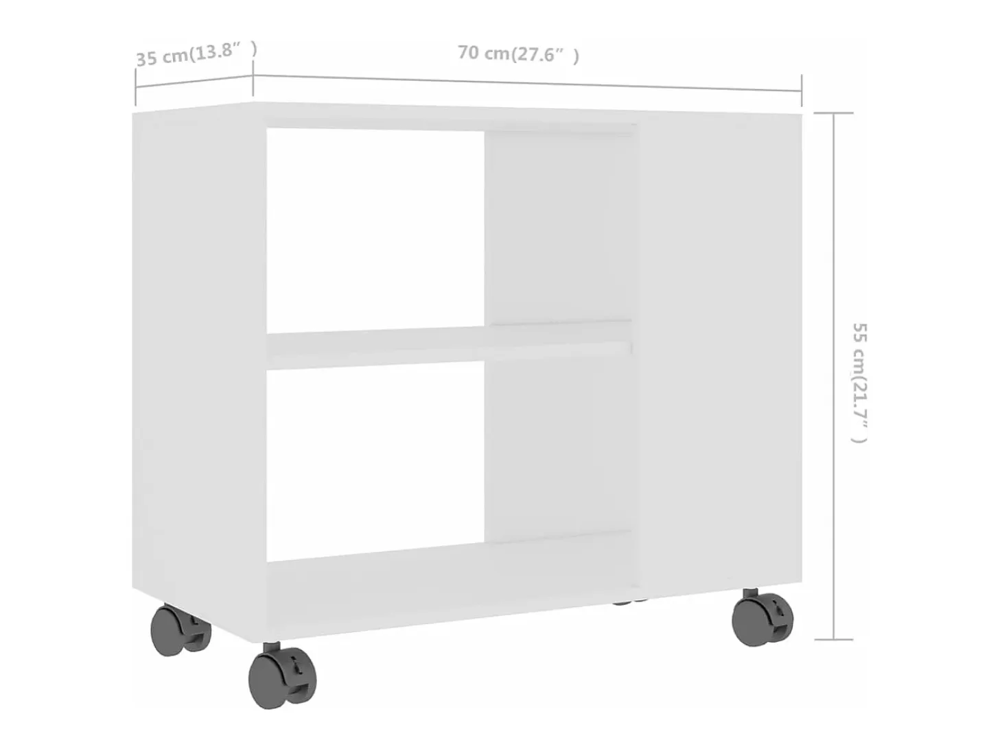 Mesa auxiliar de madera contrachapada blanco 70x35x55 cm