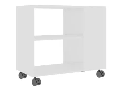 Mesa auxiliar de madera contrachapada blanco 70x35x55 cm
