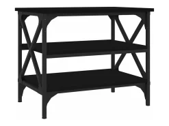 Mesa auxiliar de madera contrachapada negro 55x38x45 cm