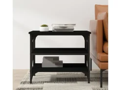 Mesa auxiliar de madera contrachapada negro 55x38x45 cm