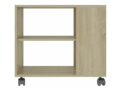 Mesa auxiliar de madera contrachapada color roble 70x35x55 cm