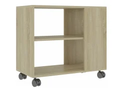 Mesa auxiliar de madera contrachapada color roble 70x35x55 cm