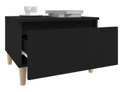 Mesa auxiliar de madera contrachapada negro 50x46x35 cm