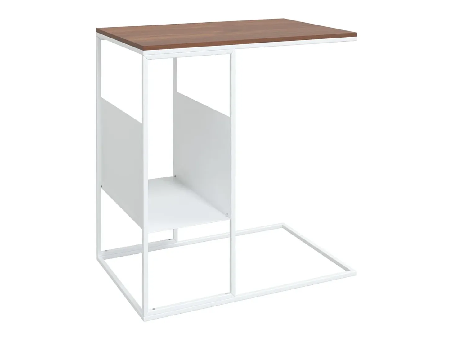 Mesa auxiliar de madera contrachapada blanca 55x36x59,5 cm