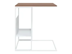 Mesa auxiliar de madera contrachapada blanca 55x36x59,5 cm