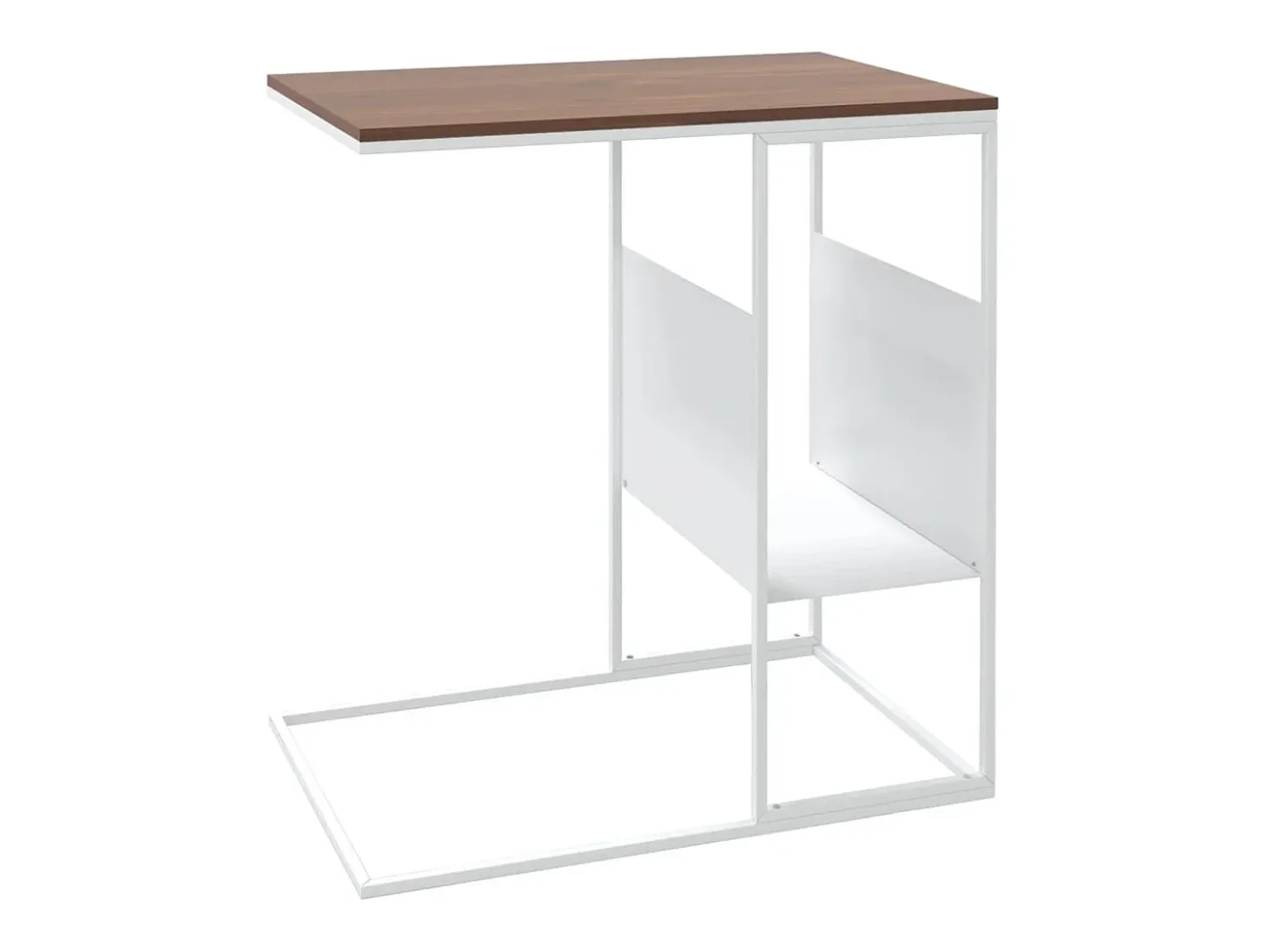 Mesa auxiliar de madera contrachapada blanca 55x36x59,5 cm