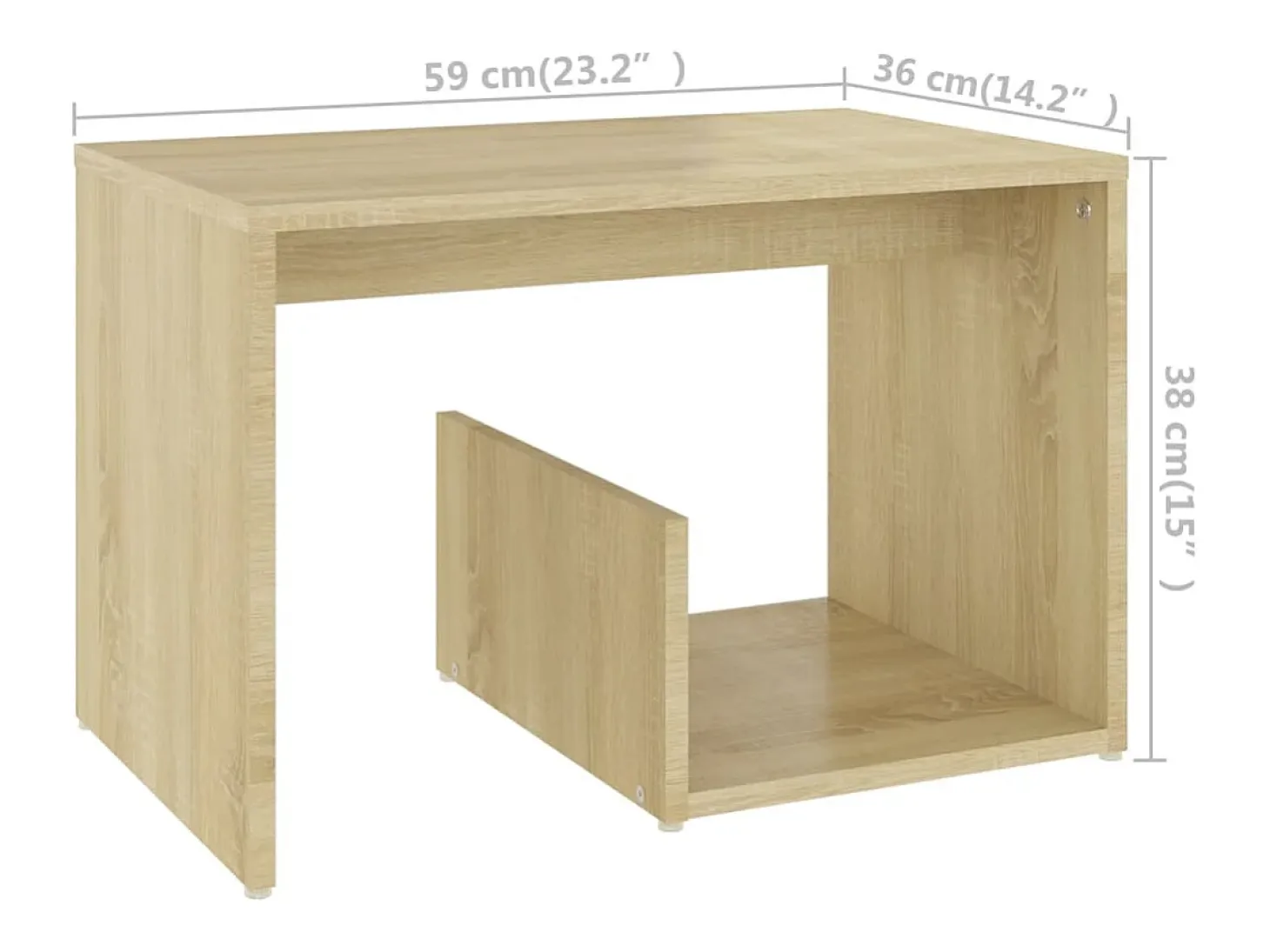 Mesa auxiliar de madera contrachapada roble Sonoma 59x36x38 cm