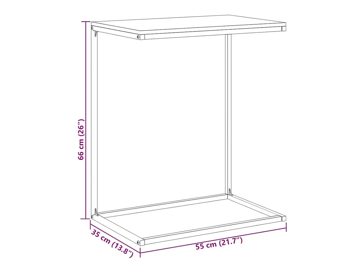 Mesa auxiliar de madera contrachapada blanco 55x35x66 cm