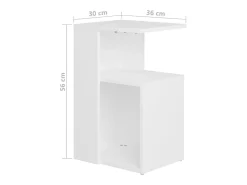 Mesa auxiliar de madera contrachapada blanco 36x30x56 cm